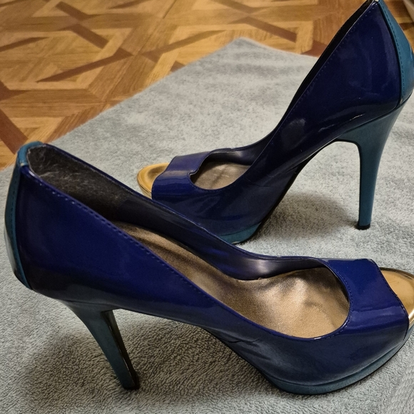 Mossimo Womens Stiletto Heels Shoes Size 8 Slip On Blue/Teal Peep Toe - Picture 6 of 12